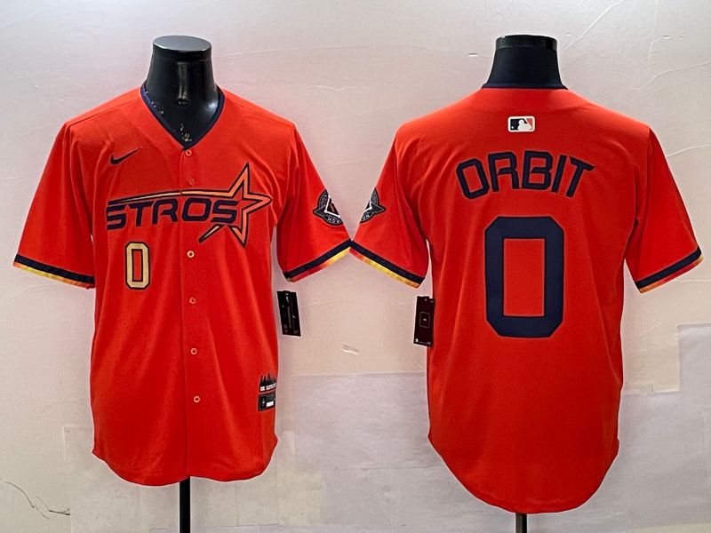 Men Houston Astros #0 Orbit Orange Three generations Joint Name 2025 Nike MLB Jersey style 10->houston astros->MLB Jersey